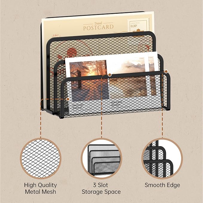 SUPEASY Mail Organizer for Desk, Mesh Metal Mail Holder Countertop - Image 5