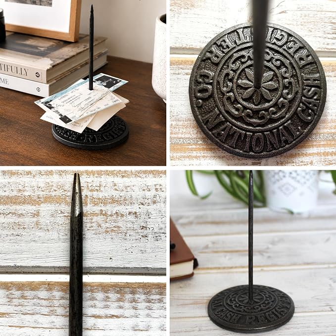 Thorness Vintage cast Iron Cash Register Receipt Spike Paperweight | Desk - Image 9