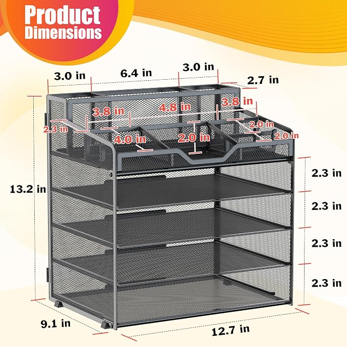 Docnest 5 Tier Mesh Desk Organizer - Image 3