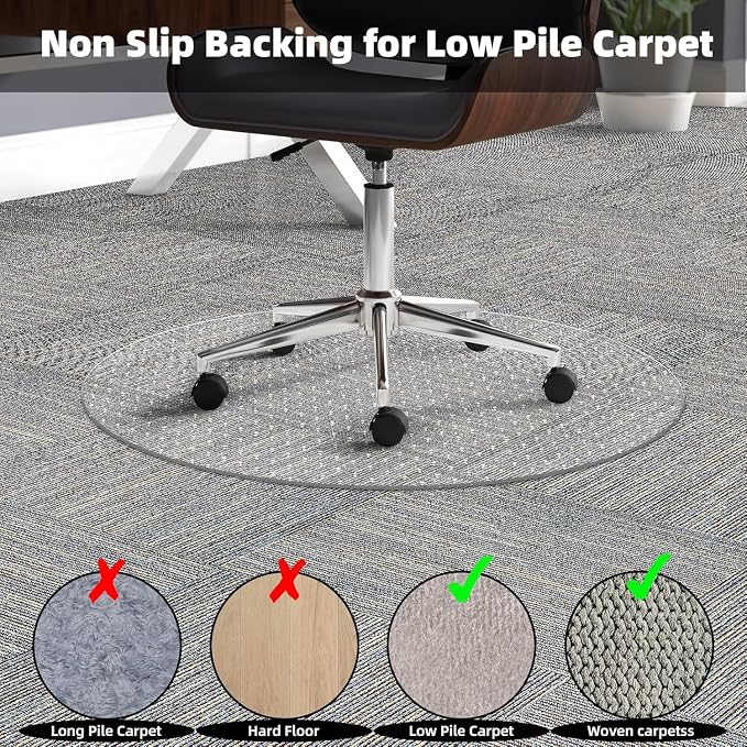 Office Chair Mat for Carpets, 2 Pack 36" × 36" Round Computer Chair Mat - Image 4