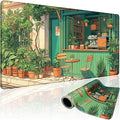 Japanese Coffee Shop Large Gaming Mouse Pad 31.5"x15.7"｜ Green Plant XXL Desk by Mcapirivo