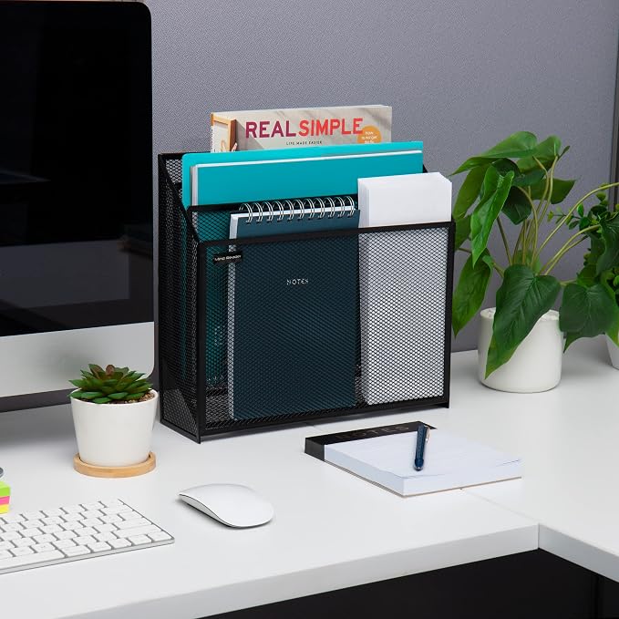 Mind Reader Vertical File Storage, Desktop Organizer, Metal Mesh, 12.5"L x - Image 2