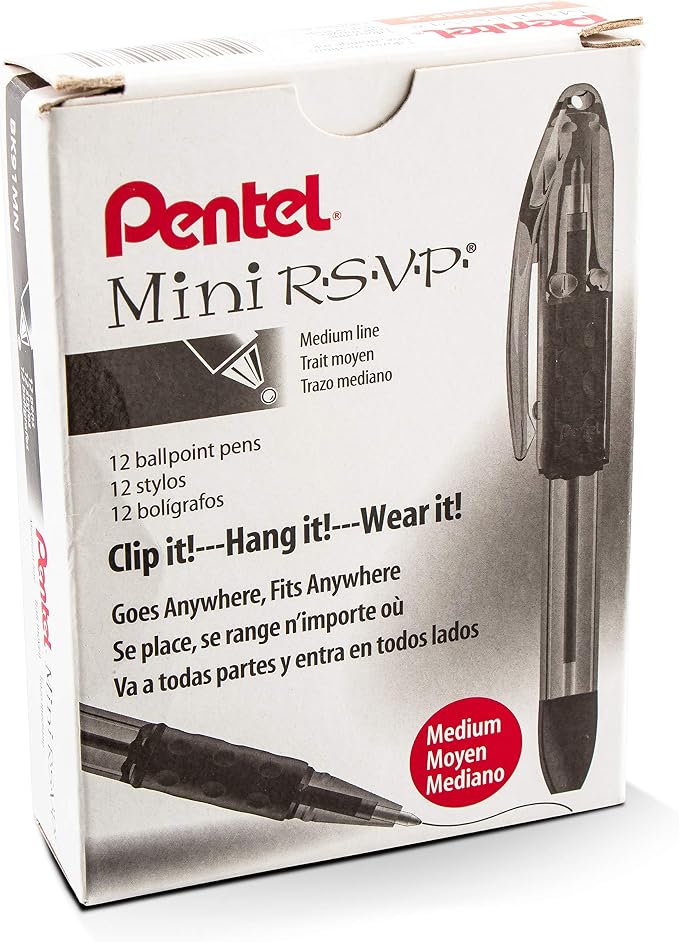 Pentel RSVP Mini Ballpoint Pen, Medium Line, 12 pack by PentelofAmerica