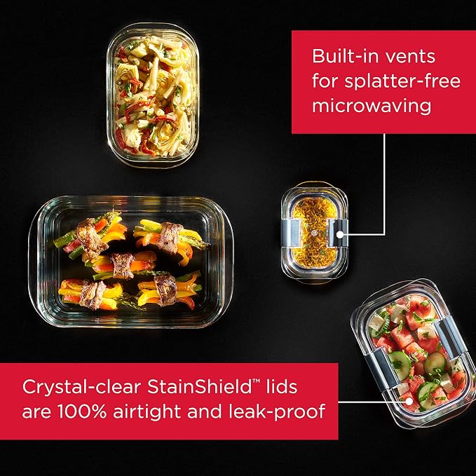 Rubbermaid Brilliance Glass Food Storage set of 4 containers 8 total pieces - Image 2
