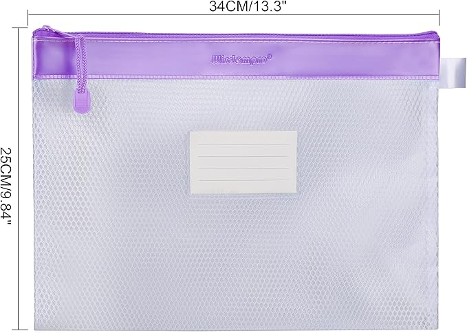 Wisdompro Zipper Pouch, 4 Packs Durable Letter Size Waterproof Mesh File Bag - Image 3