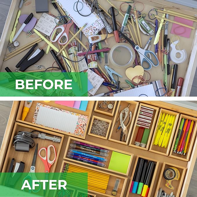 Grow Forward Bamboo Drawer Organizer Boxes - Image 4