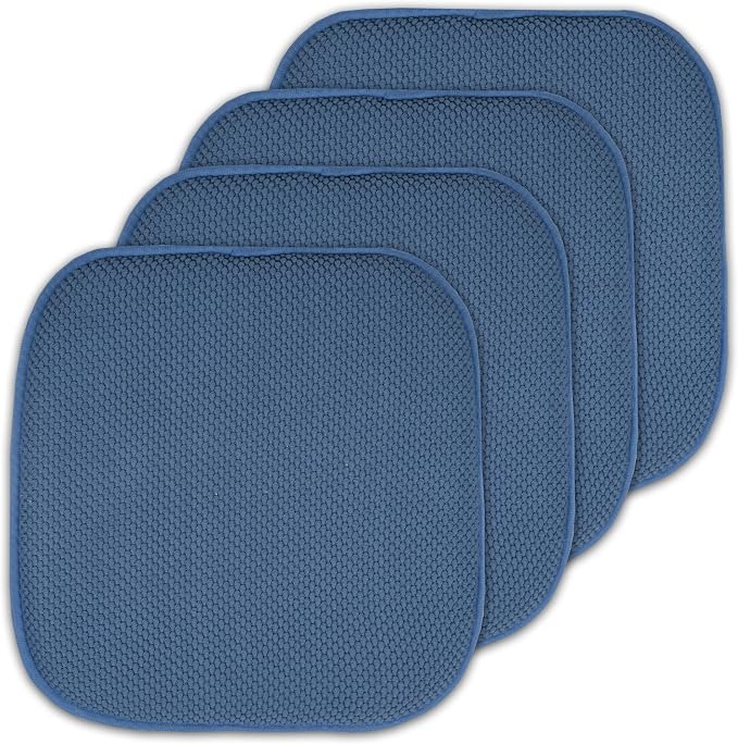 4 Pack Memory Foam Honeycomb Nonslip Back 16" x16" Chair/Seat Cushion Pad by SweetHomeCollection
