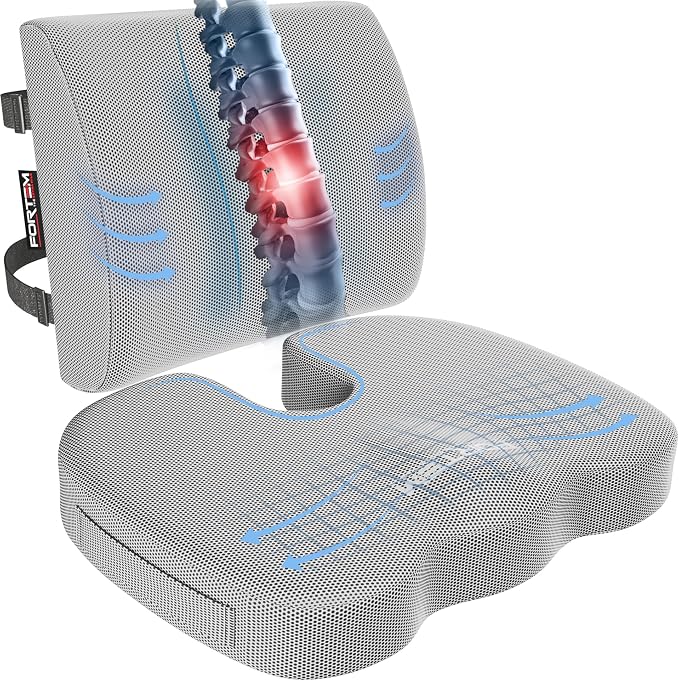 FORTEM Seat Cushion, Office Chair Cushion, Lumbar Support Pillow by FORTEM