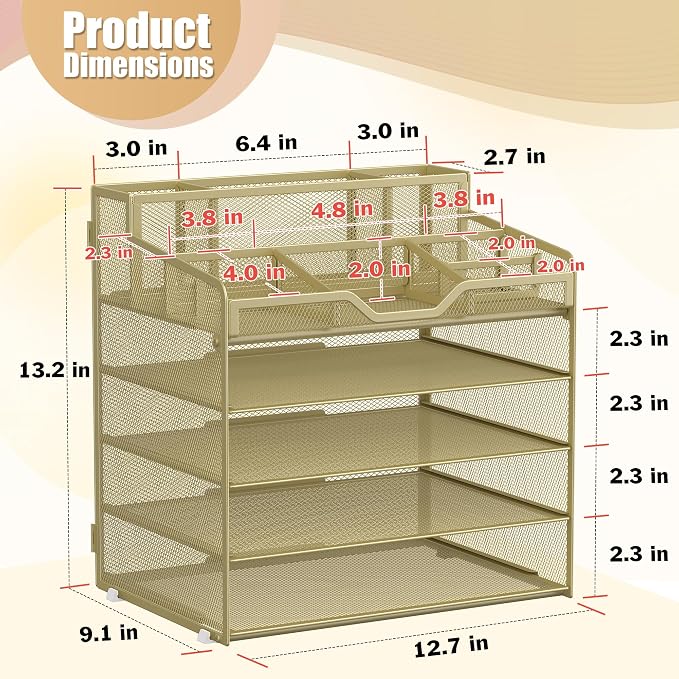 Docnest 5 Tier Mesh Desk Organizer - Image 3