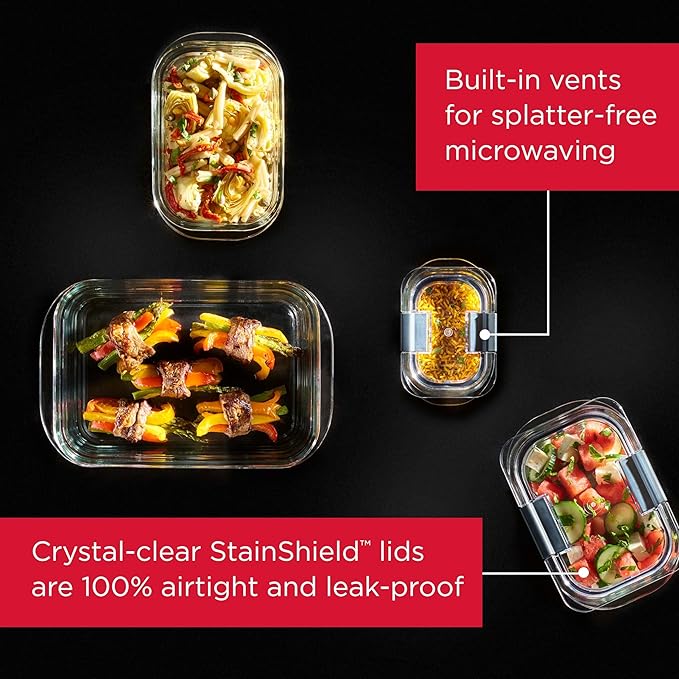 Rubbermaid Brilliance Glass Food Storage Containers, 8 Cup, Leak-Proof - Image 2