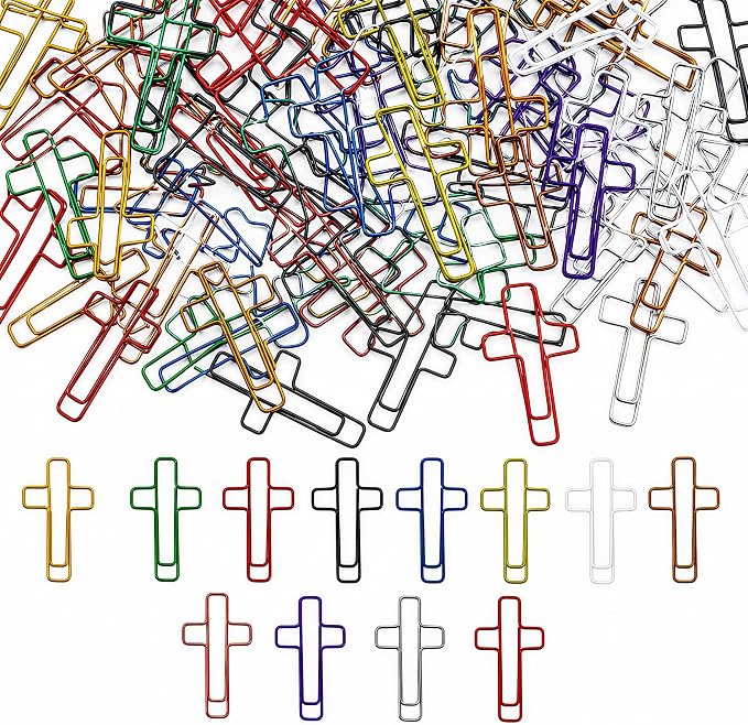 240 Pcs Cross Paper Clips, 1.34 x 0.8 Inch Multicolor Metal Bookmark Clips by Unknown