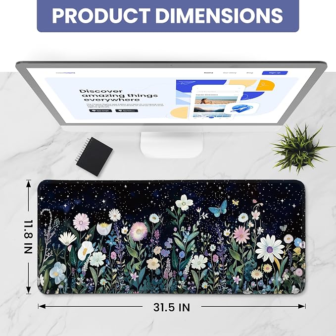 Aesthetic Desk Mat, Cute Celestial Garden Desk Pad Protector - Image 2
