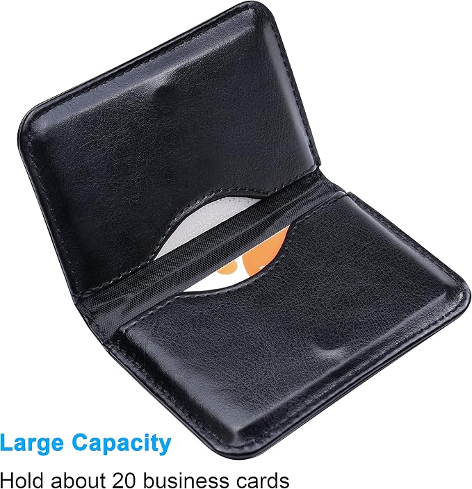 Wisdompro Business Card Holder, 2-Sided PU Leather Folio Name Card Holder - Image 2