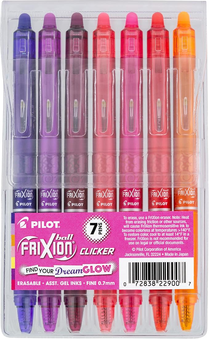 Pilot, FriXion Vibe Clicker Premium Erasable Gel Ink Pens, Find Your DreamGlow by PilotCorporationofAmerica