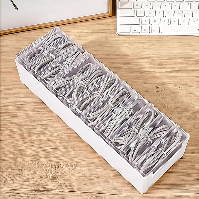 2 Pcs 11 Box Cable Organizer Storage Box, Desktop Cable Management - Image 3