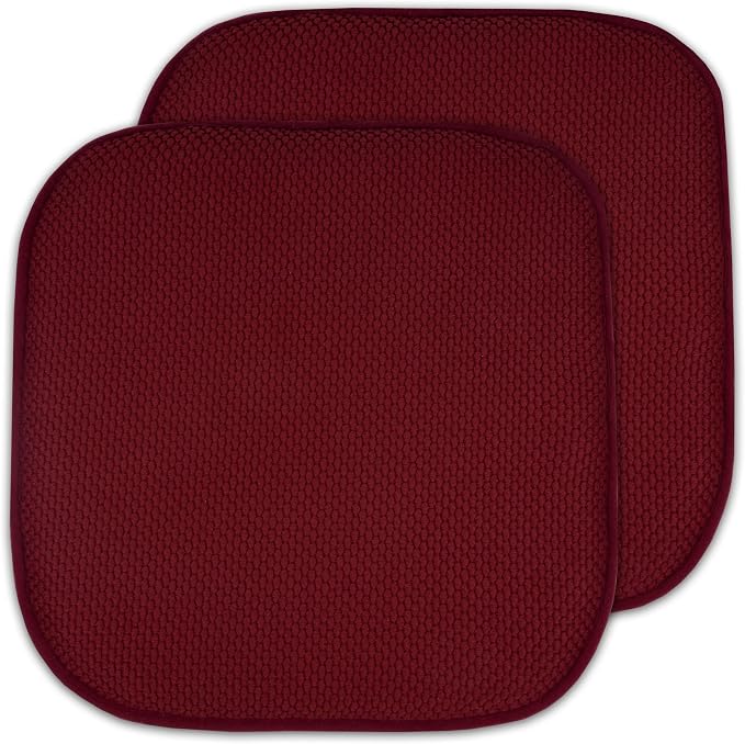 2 Pack Memory Foam Honeycomb Nonslip Back 16" x 16" Chair/Seat Cushion Pad by SweetHomeCollection