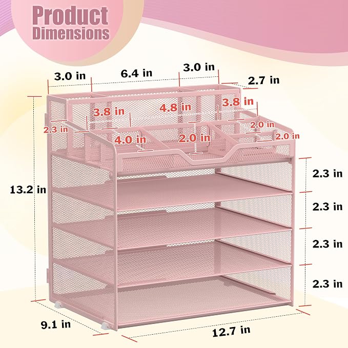 Docnest 5 Tier Mesh Desk Organizer - Image 3