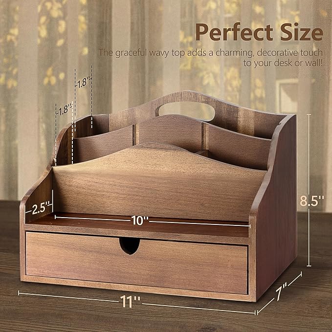 Rebee Vision Acacia Wood Mail Organizer - Image 3