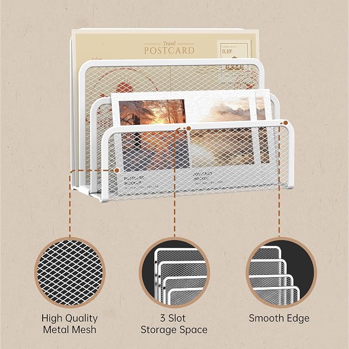 SUPEASY Mail Organizer for Desk, Mesh Metal Mail Holder Countertop - Image 4