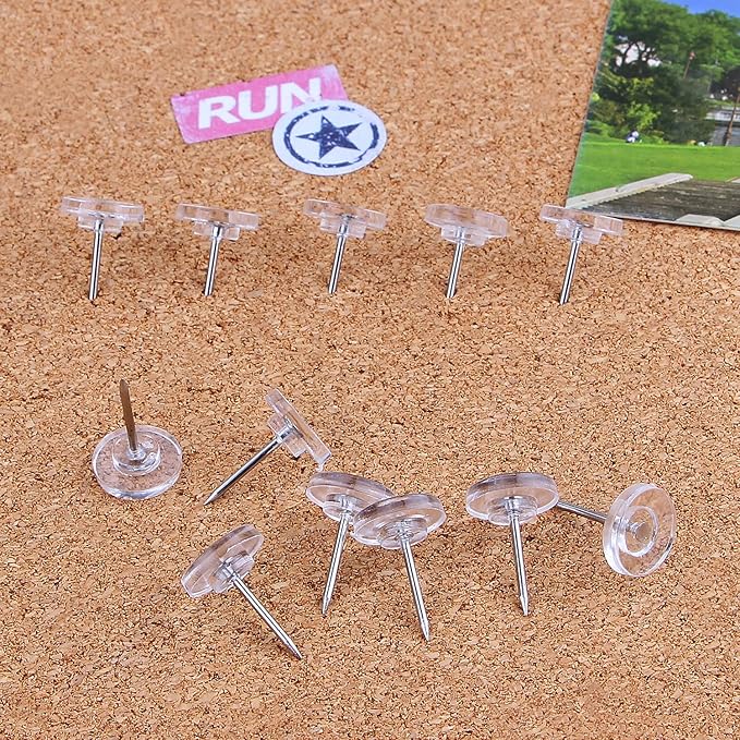 Push Pins 200-count Flat Clear Thumb Tacks Steel Point and Plastic Head - Image 4