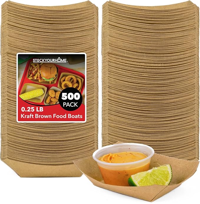 Stock Your Home Mini Disposable Brown Kraft Paper Food Trays, 0.25-Lb by StockYourHome