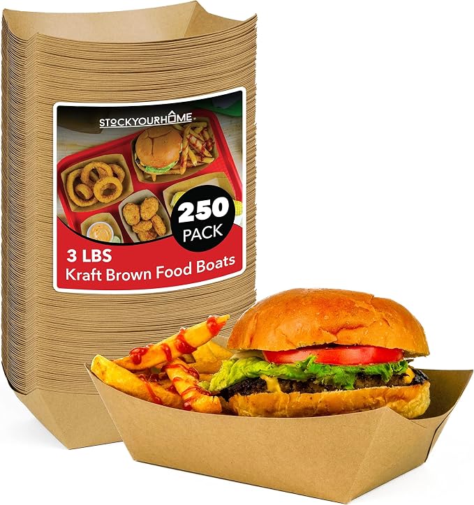 Stock Your Home Extra Large Disposable Brown Kraft Paper Food Trays, 3-Lb by StockYourHome