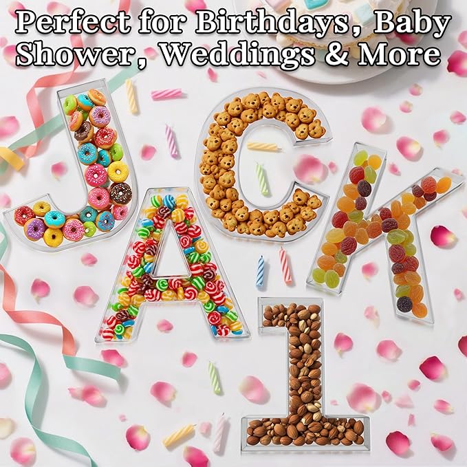 11" Clear Acrylic Letter & Number Charcuterie Tray-Reusable Fillable Alphabet - Image 4