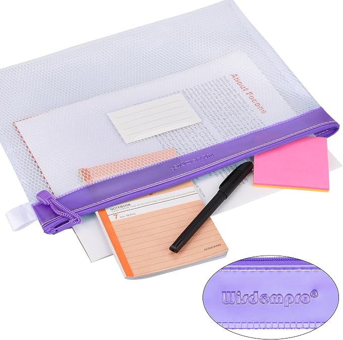 Wisdompro Zipper Pouch, 4 Packs Durable Letter Size Waterproof Mesh File Bag - Image 2