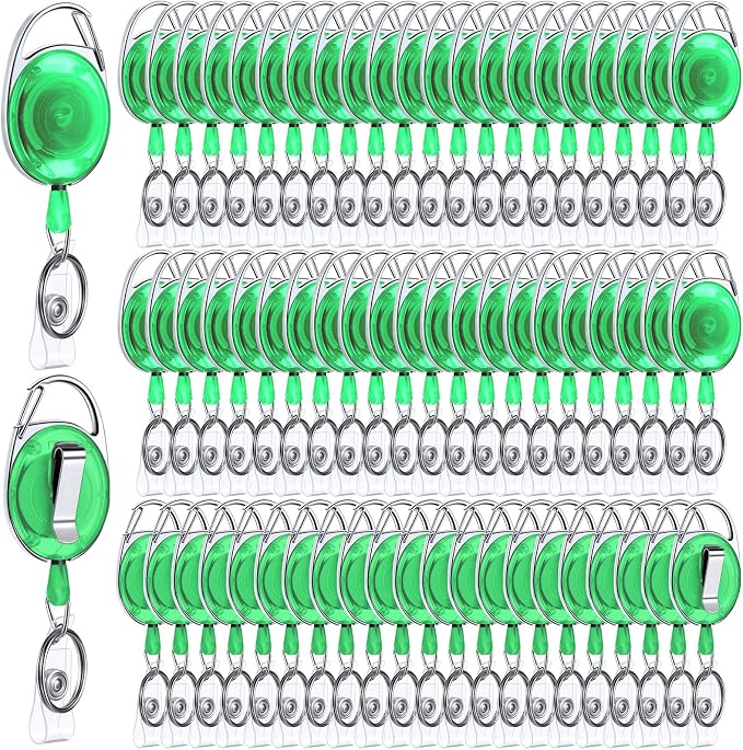 Laumoi 80 Packs Retractable ID Badge Holder Name ID Badge Reel Clips Keychain by Unknown