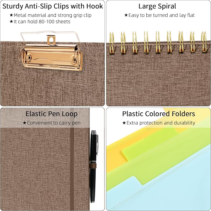 Ospelelf Brown Foldable Spiral Clipboard Folio - Image 4