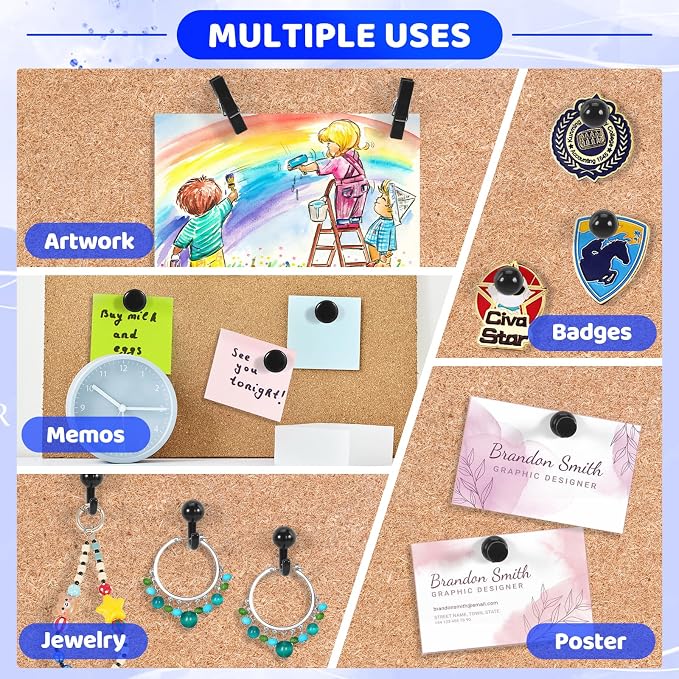 240Pcs Black Push Pins, 5 Style Thumb Tacks, Cork Board, Cork Board Accessories - Image 5
