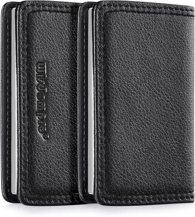 Wisdompro Business Card Holder, 2-Sided PU Leather Folio Name Card Holder - Image 2