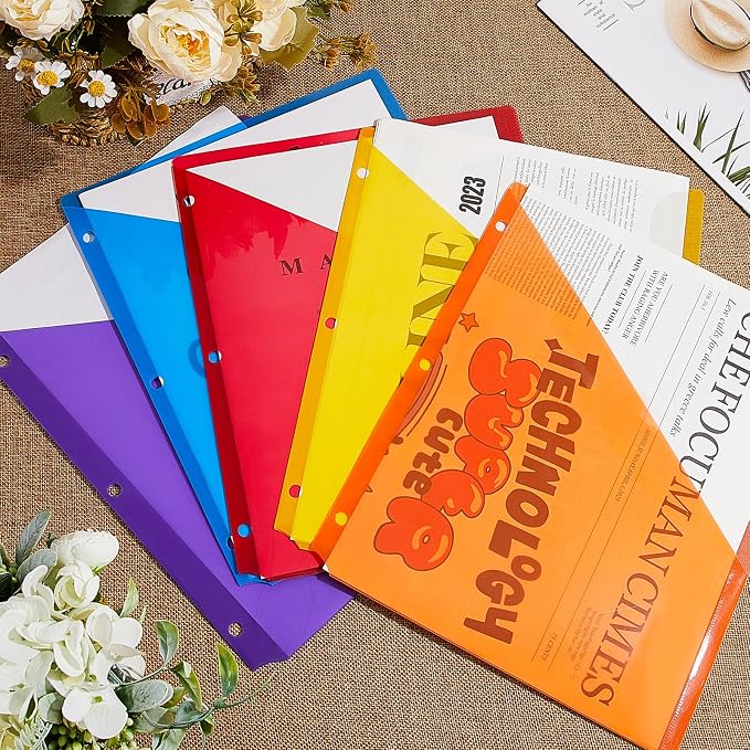 Maitys 50 Pack Binder Pockets 3 Hole Punch Clear Plastic Document Folders - Image 5