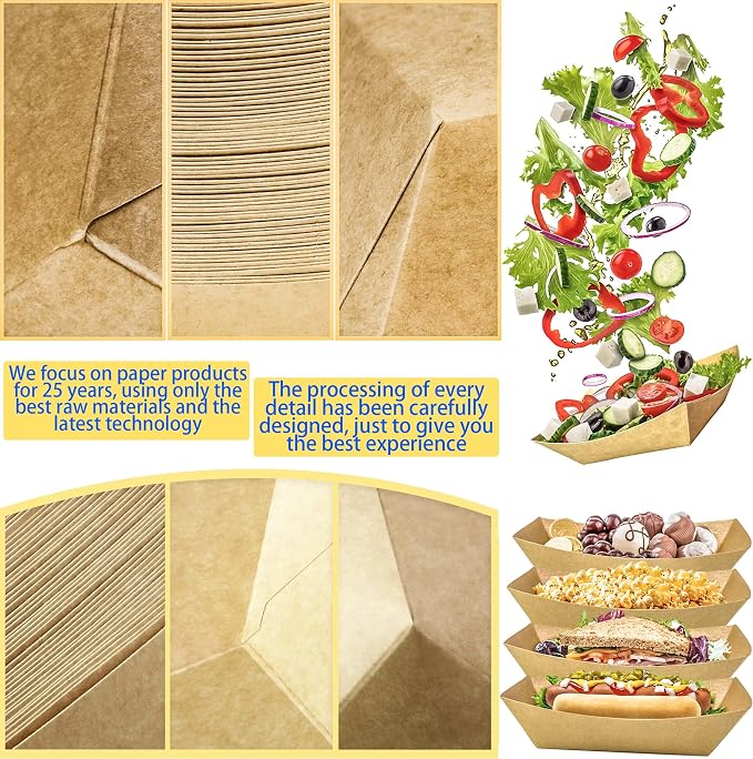 150 Pack 1 lb Food Serving Trays, Small Kraft Paper Oil-Proof Food Disposable - Image 3