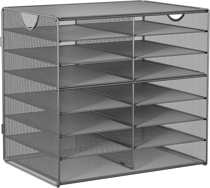 EasyPAG Paper Trays for Classroom 14 Tier Mesh Desk Organizer Shelves - Image 2