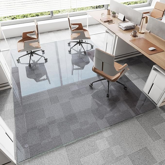 Tempered Glass Office Chair Mat, Scratch Resistant, Rounded Corners & Polished by MYSUNORIA