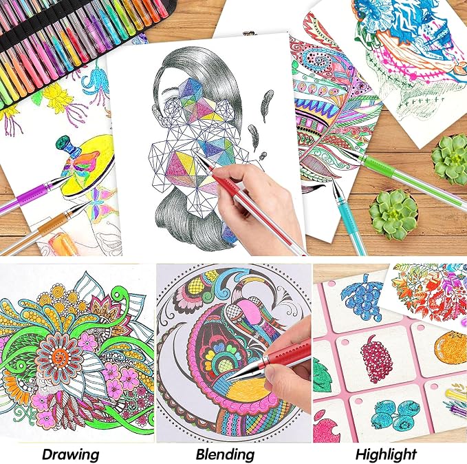 Oficrafted 160 Pack Gel Pens for Adult Coloring Book, 80 Colors Gel Pens Colored - Image 5