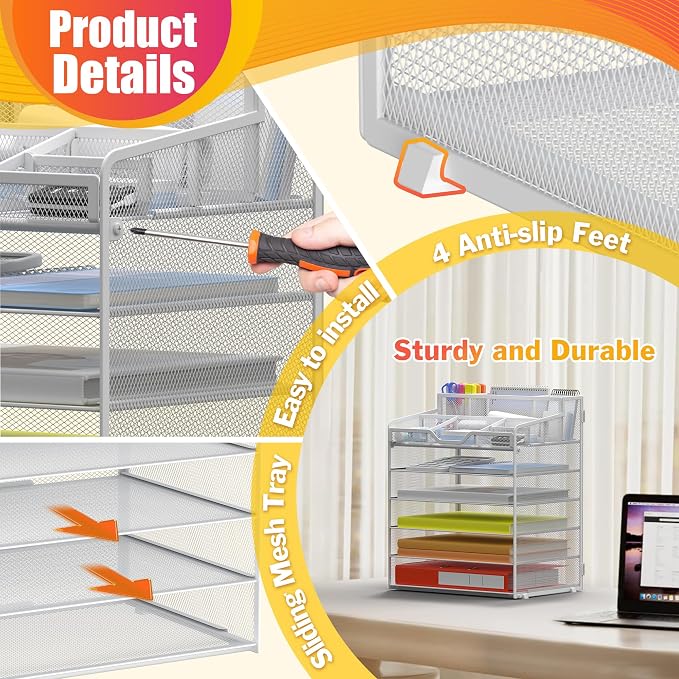 Docnest 6 Tier Mesh Desk Organizer - Image 4