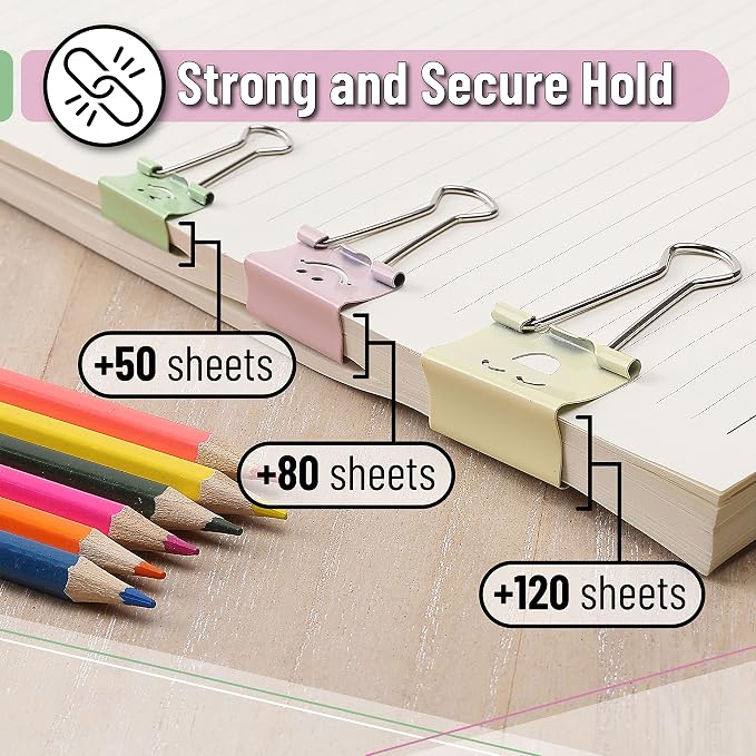 Mr. Pen- Cute Binder Clips, Bulk Paper Clamps - Image 3