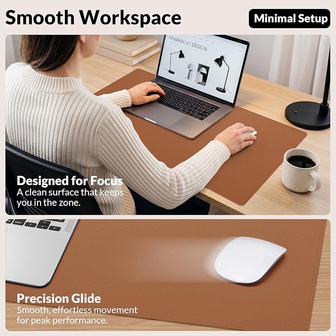 AFIING Leather Desk Mat, 31.5" x 17", Cork Desk Pad Protector | Dual-Sided Cork - Image 6