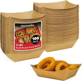 100 Pack 2-Lb Brown Kraft Paper Food Trays, Heavy-Duty Paper Food Boat by StockYourHome