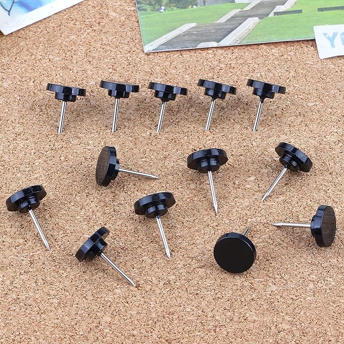 Push Pins 200-count Flat Black Thumb Tacks Steel Point and Plastic Head - Image 4