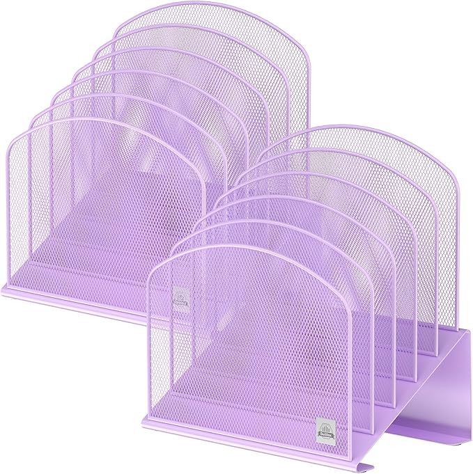 Delifox Inclined Desk File Organizer, Vertical File Folder Holder Stand Metal by Delifox
