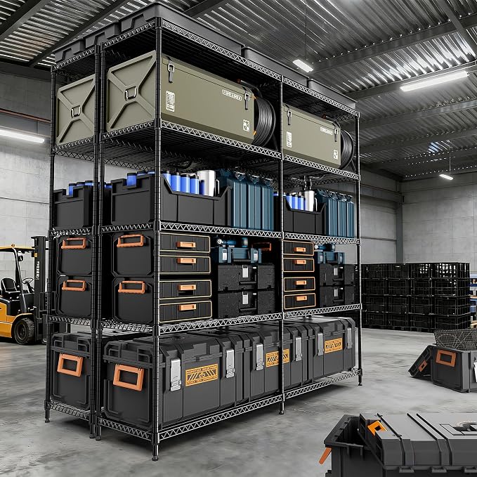 M MZG 5 Tiers Storage Shelves Load 1500LBS, Metal Shelving Wire Metal Shelving - Image 2