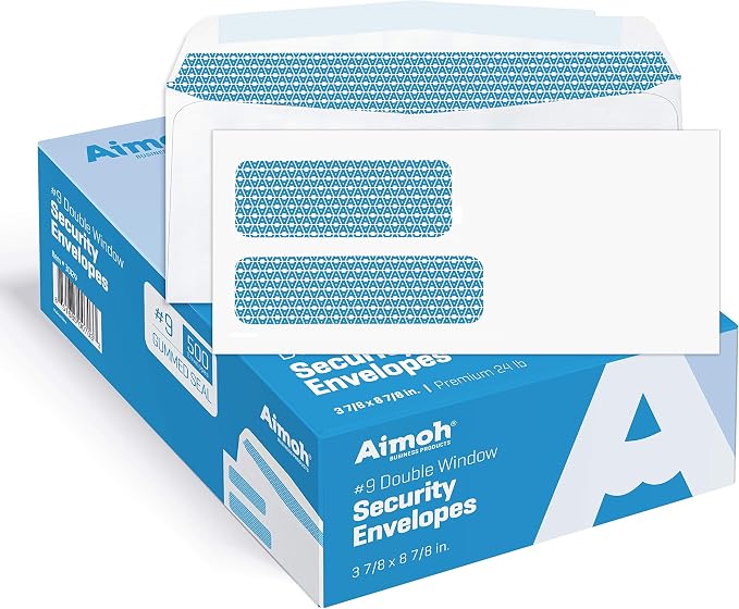 Aimoh #9 Double Window Security Business Mailing Envelopes by Aimoh
