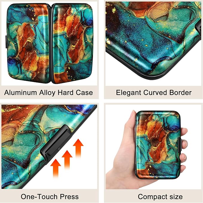 ELFISH Mini RFID Aluminum Wallet Credit Cards Holder Business Card Case Metal - Image 3