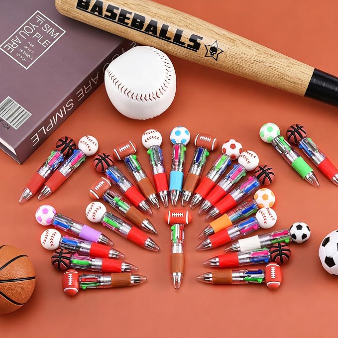 24Pcs Sports Mini Multicolor Pens in One 4-in-1, Cute Pens Bulk - Image 5