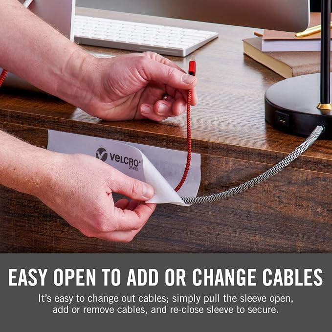 VELCRO Brand Cable Sleeves. Organize Messy Wires on Desk, Behind TV or Game - Image 6