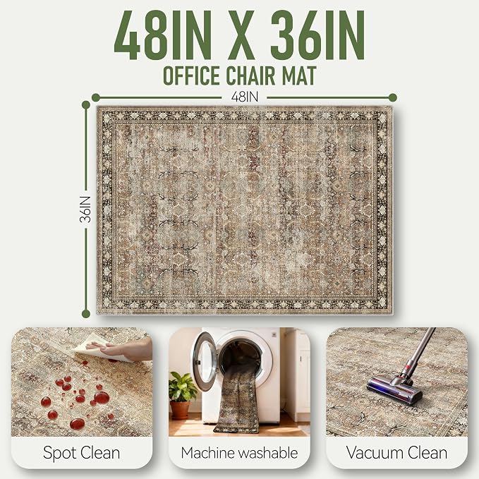 Office Chair Mat for Hardwood Floor, Non-Slip Under Desk Mat Rug for Rolling - Image 5
