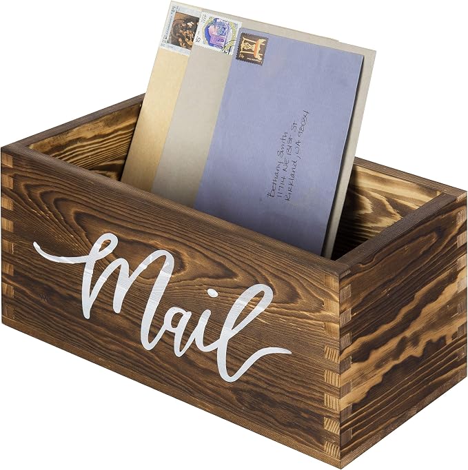 MyGift Mail Holder Storage Organizer Box Rustic Brown Wood by MyGiftHome